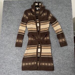 Friends Womens M Fair Isle Knit Duster Cardigan Cozycore Cottagecore Ski Lodge